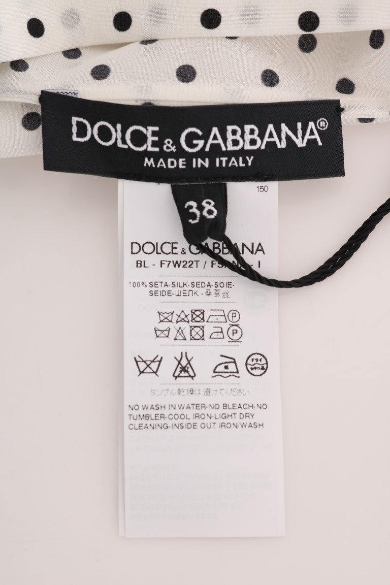 Haut T-shirt en soie à pois blancs Dolce & Gabbana