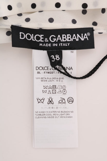 Haut T-shirt en soie à pois blancs Dolce & Gabbana