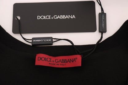 Débardeur Dolce & Gabbana en coton noir à fleurs et cristaux