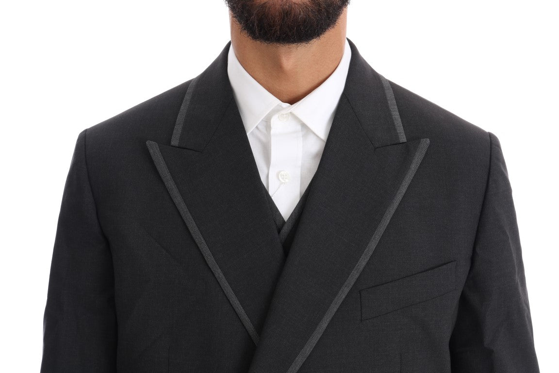Costume trois pièces Dolce & Gabbana gris en laine stretch à deux boutons