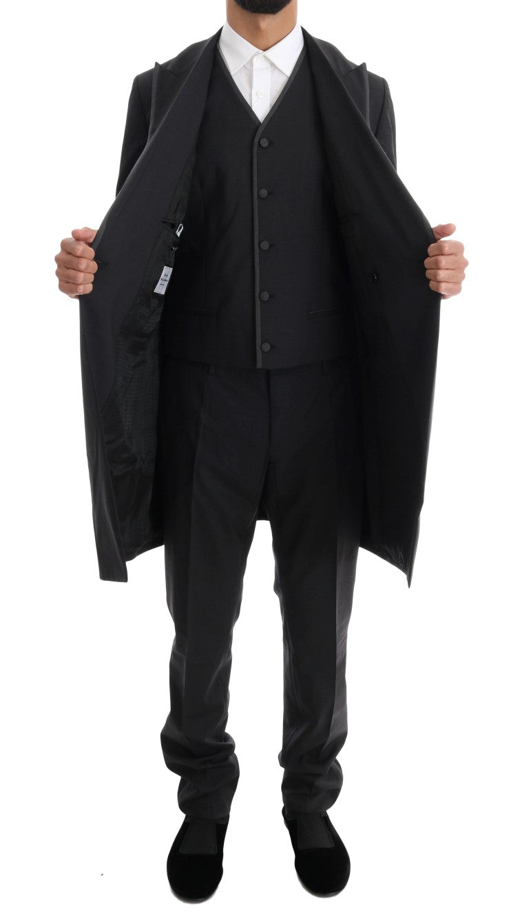 Costume trois pièces Dolce & Gabbana gris en laine stretch à deux boutons