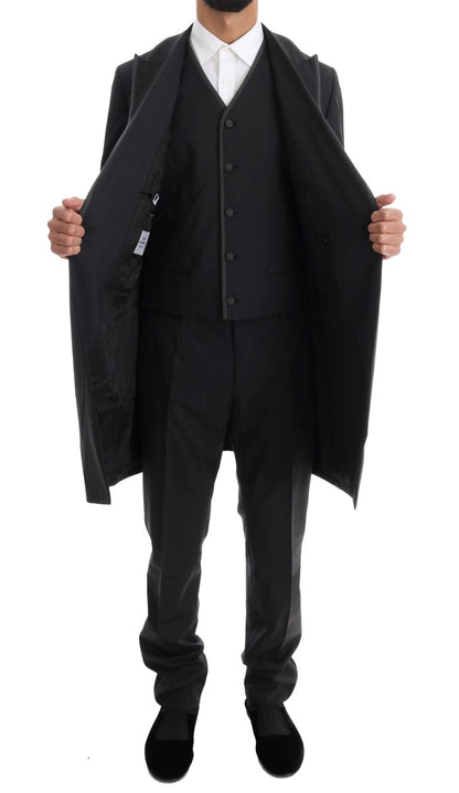 Costume trois pièces Dolce & Gabbana gris en laine stretch à deux boutons