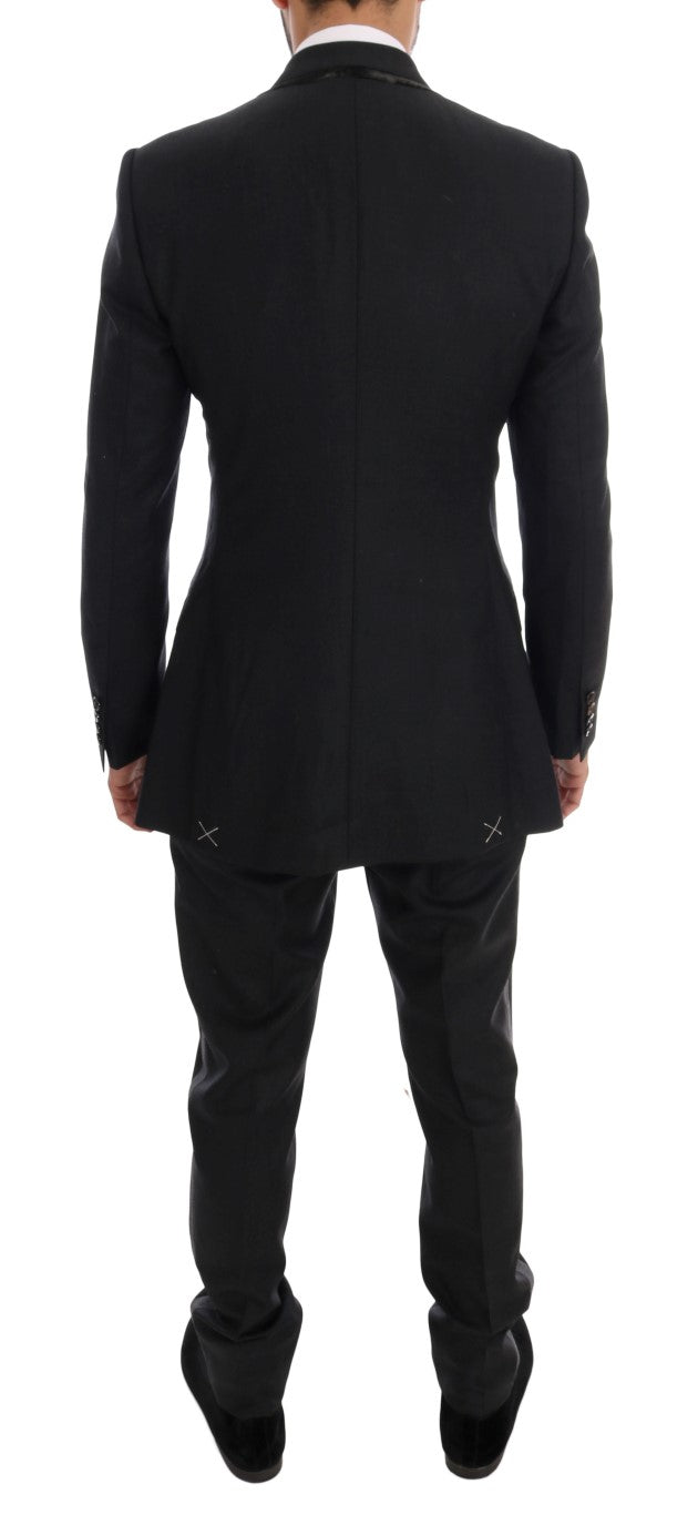 Costume trois pièces croisé en laine grise Dolce & Gabbana