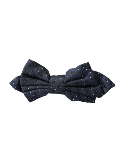 Nœud Papillon Réglable Dolce & Gabbana Homme en Soie Bleu Marine à Motifs
