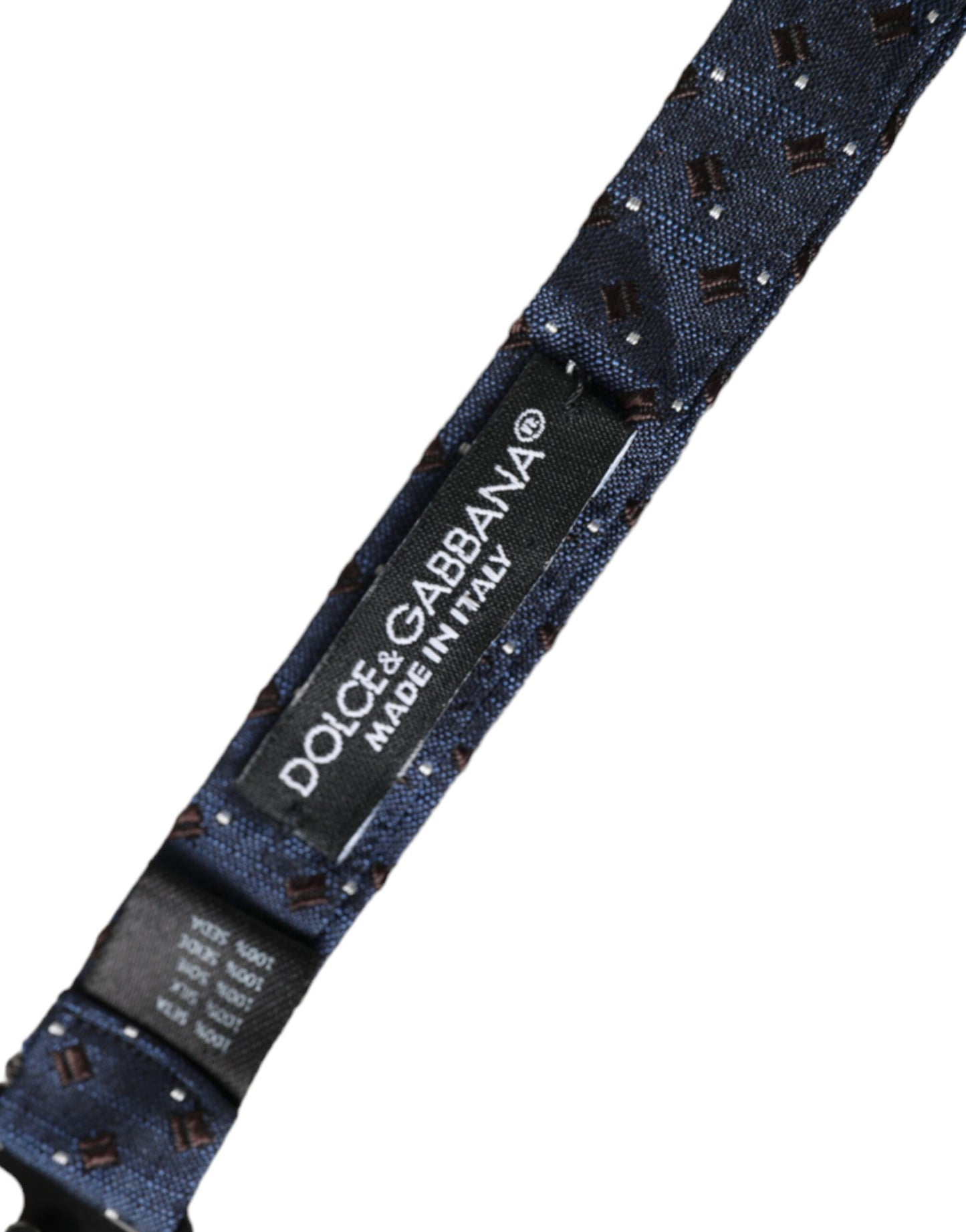 Nœud Papillon Réglable Dolce & Gabbana Homme en Soie Bleu Marine à Motifs
