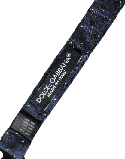 Nœud Papillon Réglable Dolce & Gabbana Homme en Soie Bleu Marine à Motifs