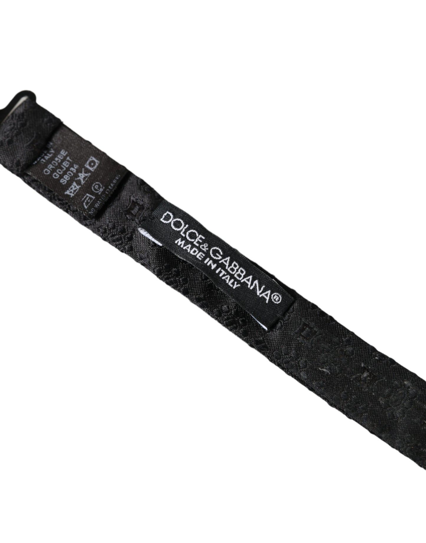 Nœud papillon pour homme Dolce & Gabbana en soie noire réglable avec motif fantaisie