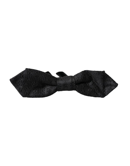 Nœud papillon pour homme Dolce & Gabbana en soie noire réglable avec motif fantaisie