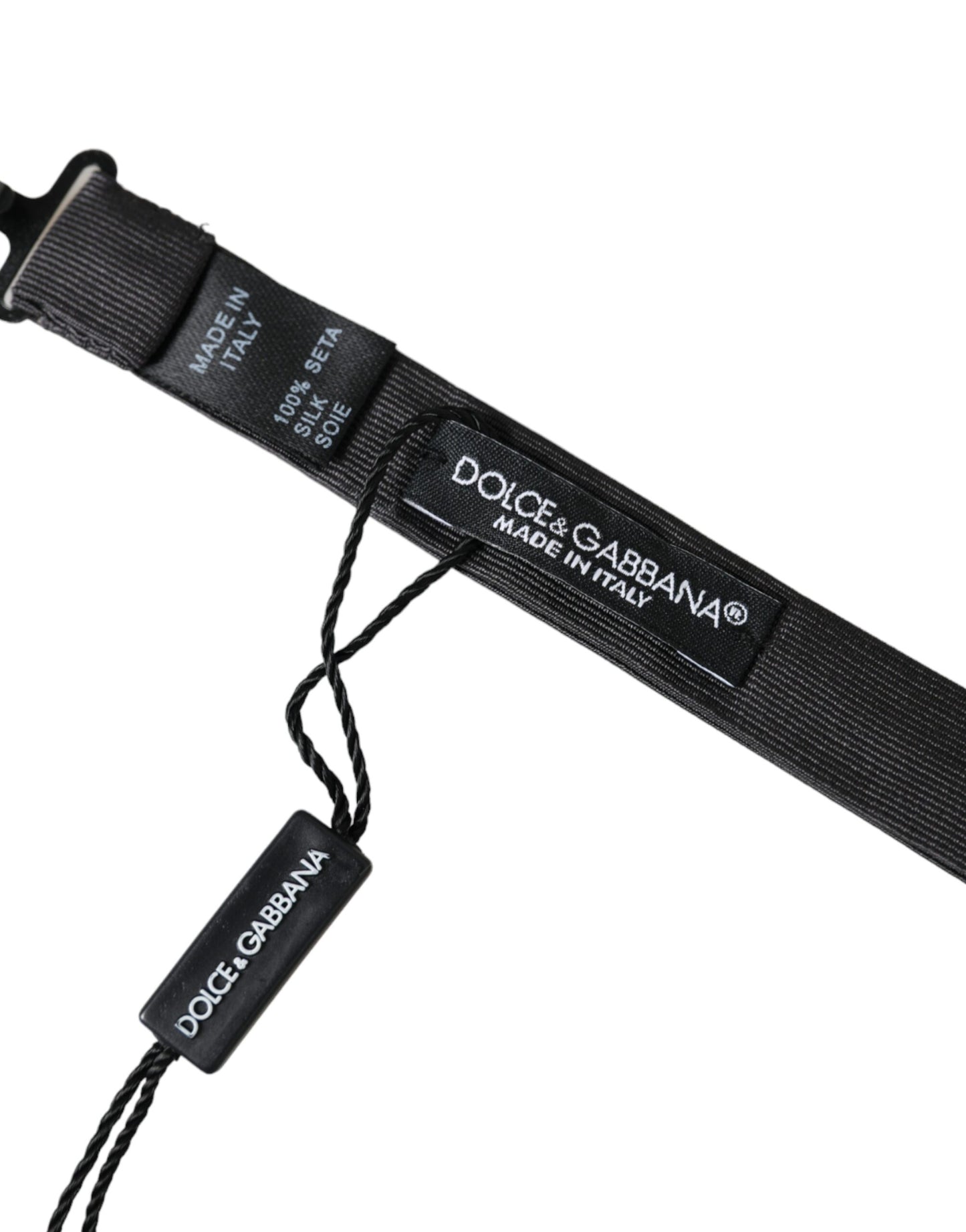 Pajarita de hombre Dolce & Gabbana de seda negra con cuello ajustable