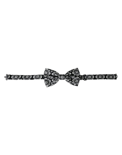 Pajarita para hombre Dolce & Gabbana ajustable, estampado blanco y negro