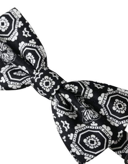 Pajarita para hombre Dolce & Gabbana ajustable, estampado blanco y negro