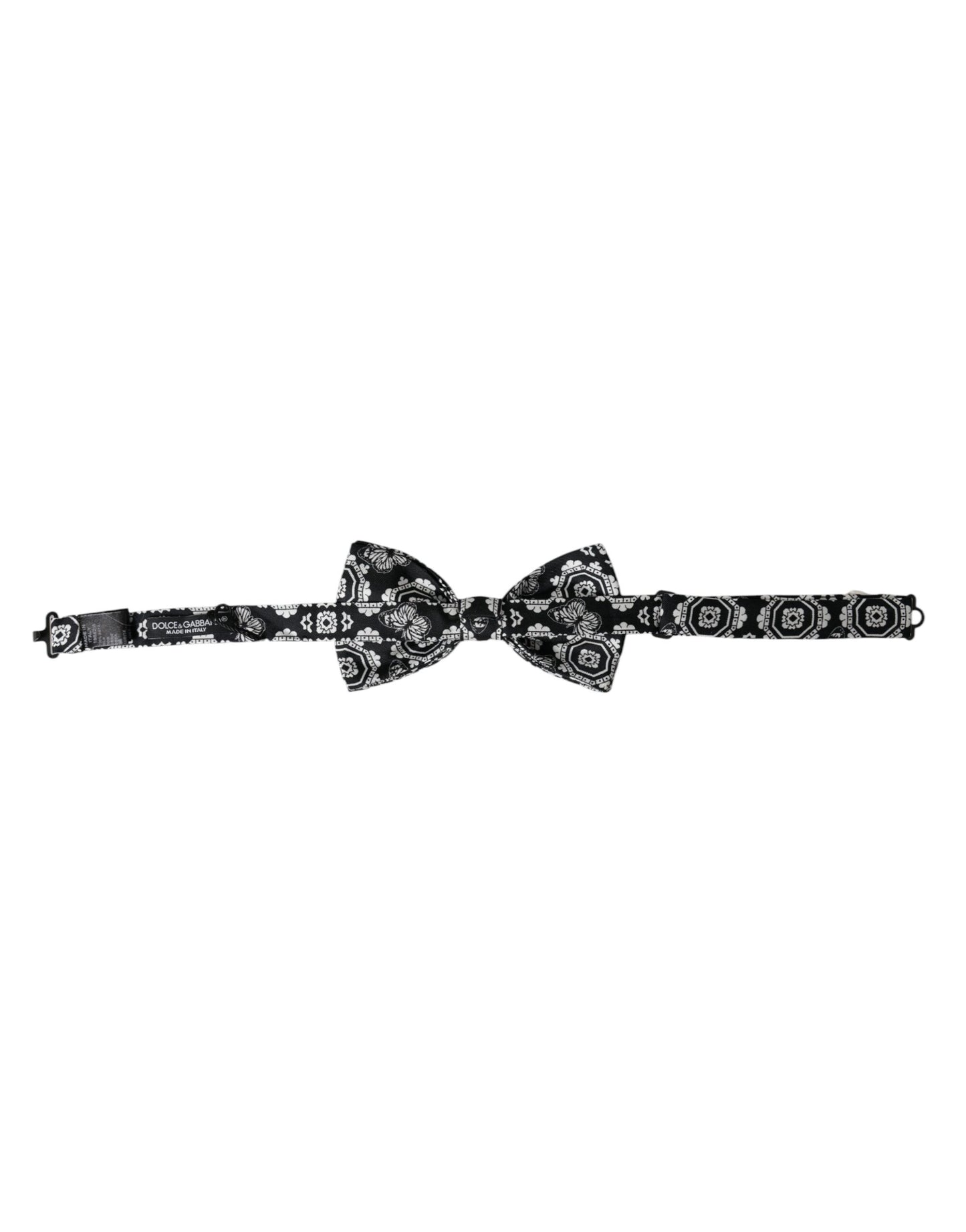 Pajarita para hombre Dolce & Gabbana ajustable, estampado blanco y negro