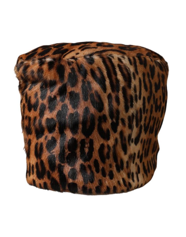 Sombrero de cubo para mujer Dolce & Gabbana de piel de leopardo marrón