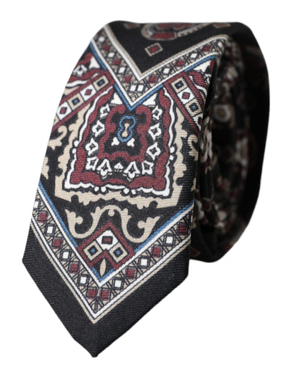 Cravate ajustable pour homme Dolce & Gabbana en soie 100 % imprimée noire