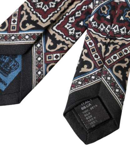 Cravate ajustable pour homme Dolce & Gabbana en soie 100 % imprimée noire