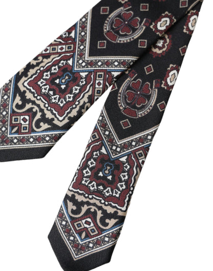 Cravate ajustable pour homme Dolce & Gabbana en soie 100 % imprimée noire