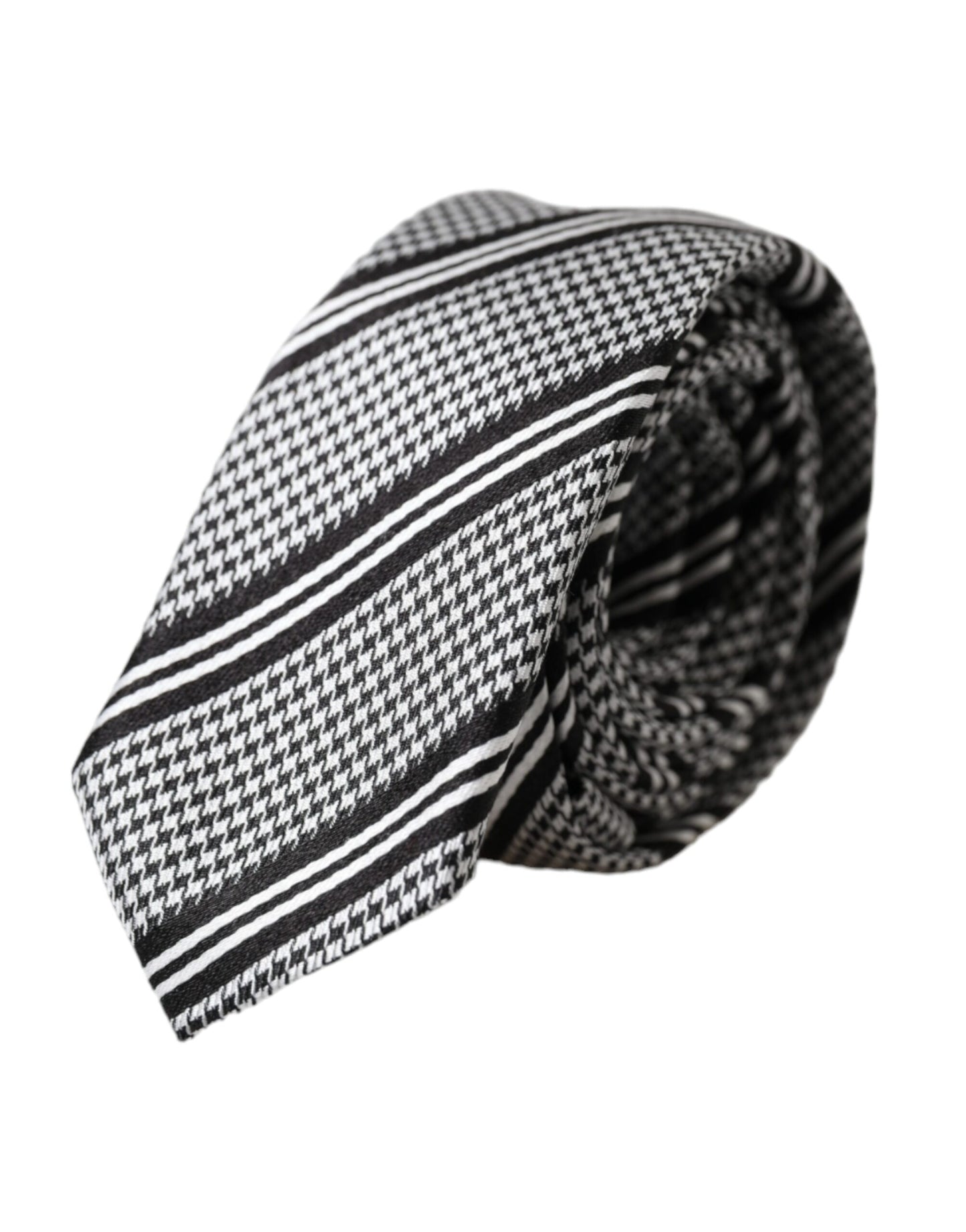 Corbata ajustable de seda a rayas blancas y negras de Dolce & Gabbana