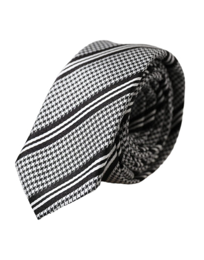 Corbata ajustable de seda a rayas blancas y negras de Dolce & Gabbana