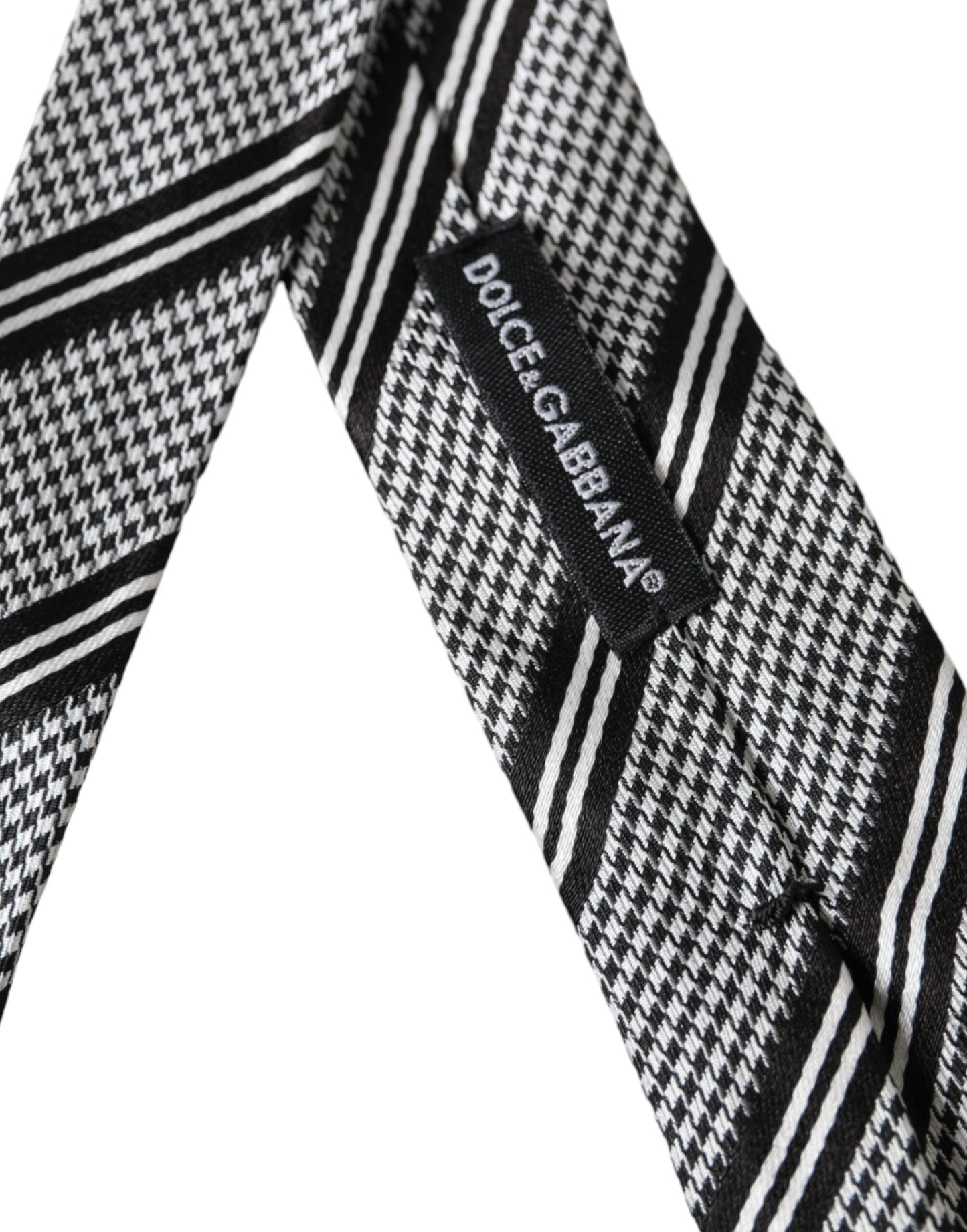 Corbata ajustable de seda a rayas blancas y negras de Dolce & Gabbana