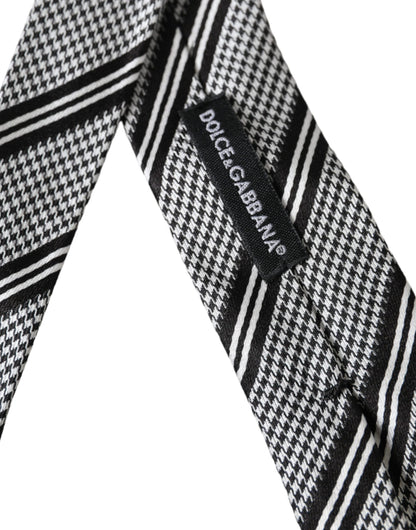 Corbata ajustable de seda a rayas blancas y negras de Dolce & Gabbana