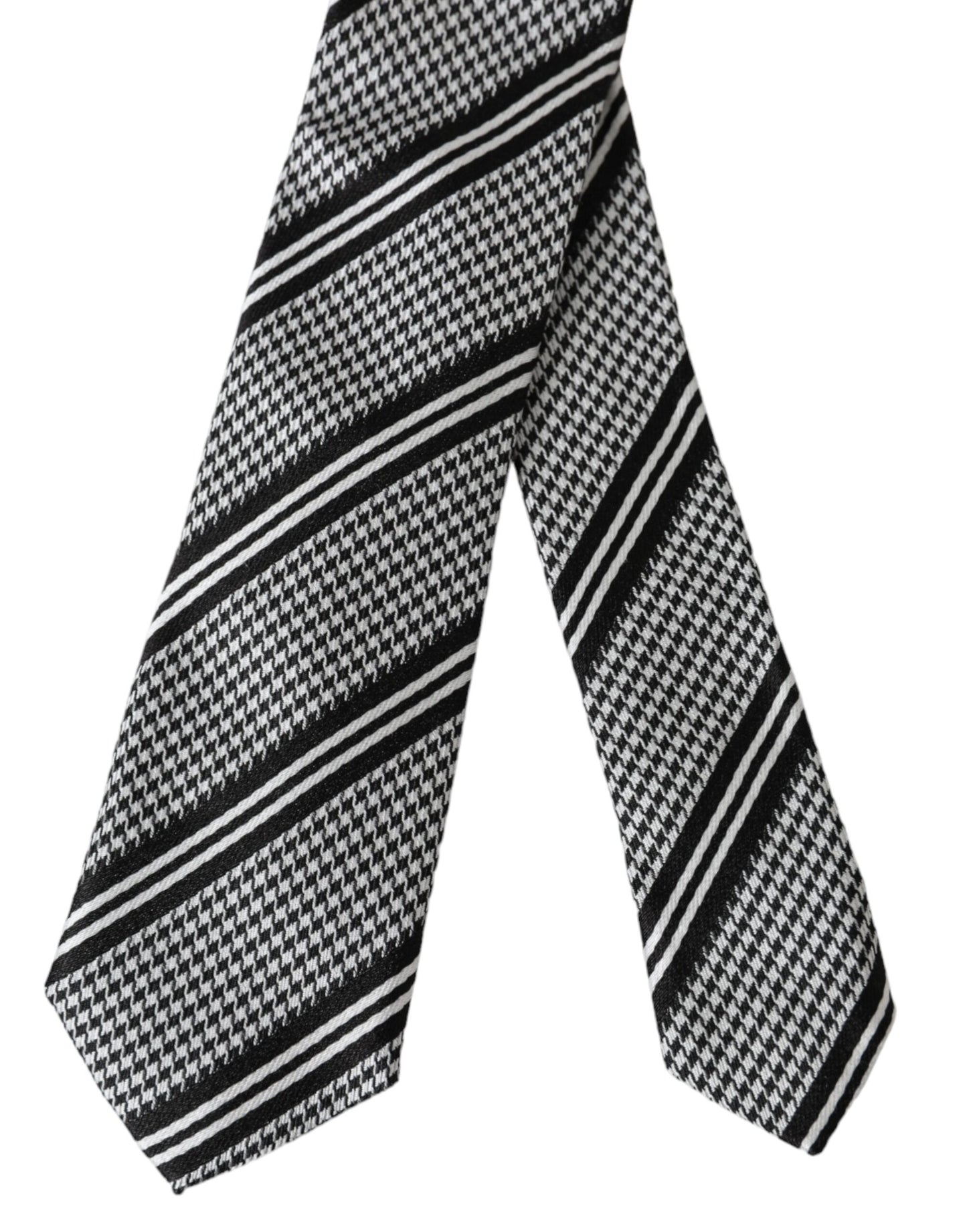 Corbata ajustable de seda a rayas blancas y negras de Dolce & Gabbana