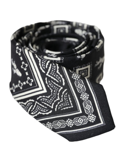 Dolce & Gabbana Cravate ajustable 100% soie à motifs noirs
