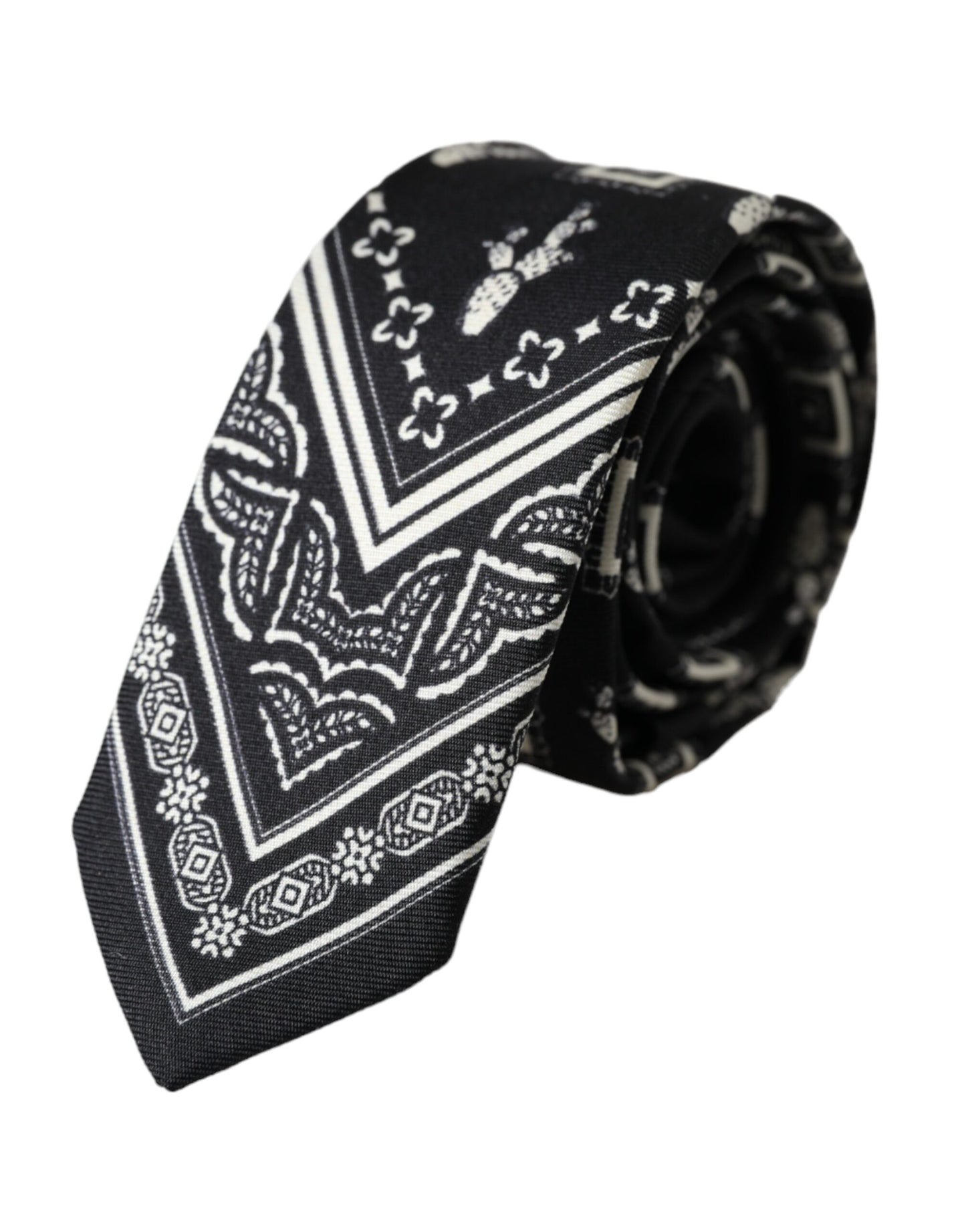 Dolce & Gabbana Cravate ajustable 100% soie à motifs noirs