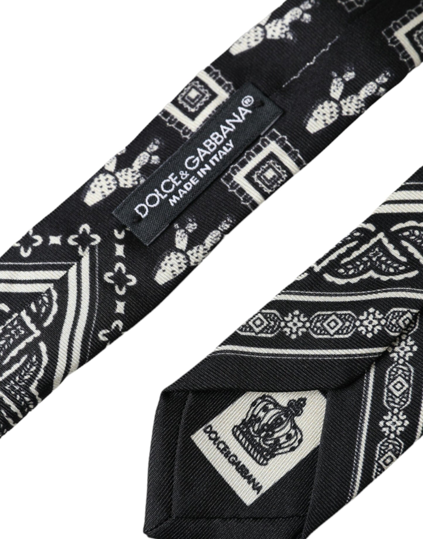 Dolce & Gabbana Cravate ajustable 100% soie à motifs noirs