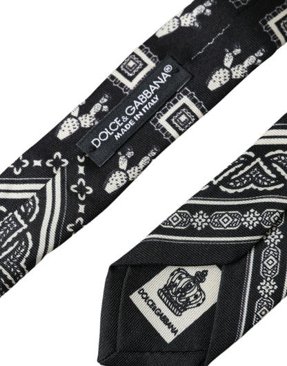 Dolce & Gabbana Cravate ajustable 100% soie à motifs noirs