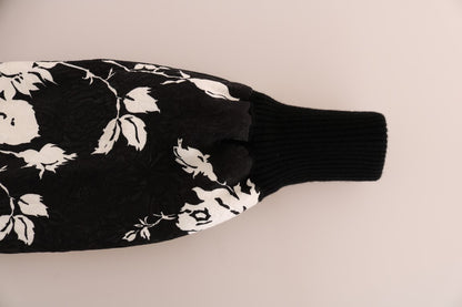 Pull zippé Dolce & Gabbana en fourrure noire et brocart floral