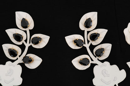 Jupe Crayon Noire Ornée de Cristaux Floraux Dolce & Gabbana