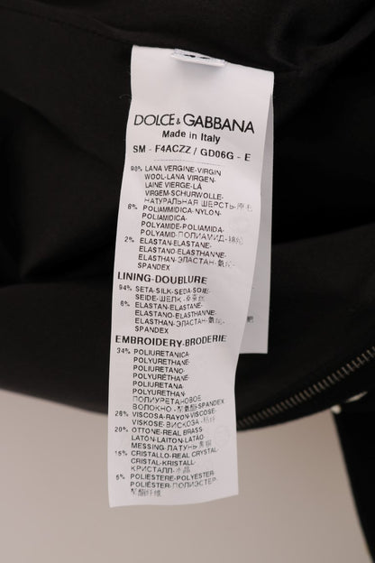 Jupe Crayon Noire Ornée de Cristaux Floraux Dolce & Gabbana