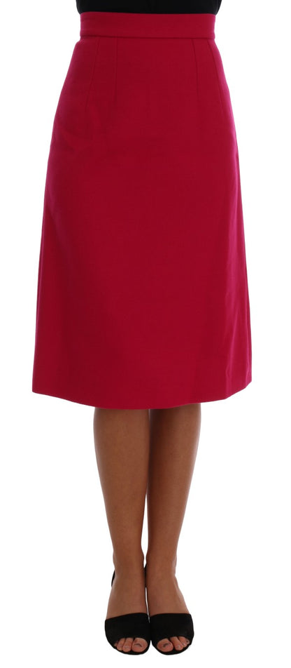 Jupe trapèze mi-longue en laine rose Dolce & Gabbana