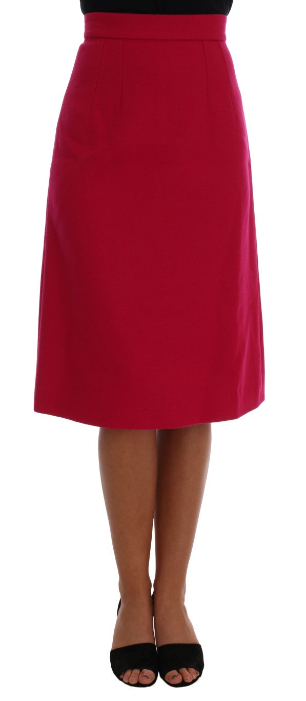Falda A-Line Dolce & Gabbana de Lana Rosa hasta la Rodilla