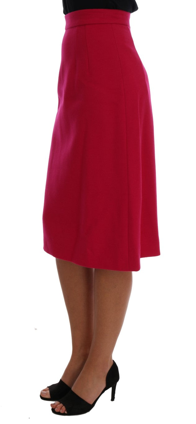 Falda A-Line Dolce & Gabbana de Lana Rosa hasta la Rodilla
