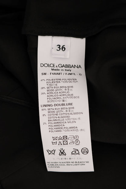 Jupe évasée en soie à jacquard floral noire Dolce & Gabbana