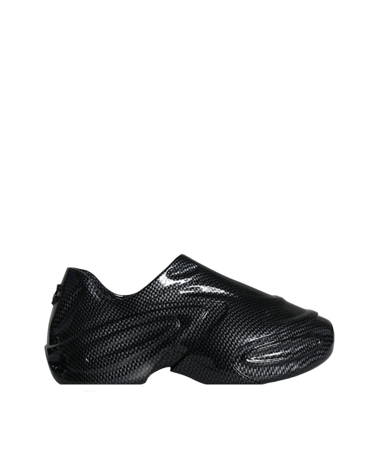 Zapatillas deportivas bajas para hombre Dolce & Gabbana negras de goma metalizada con estampado Toy