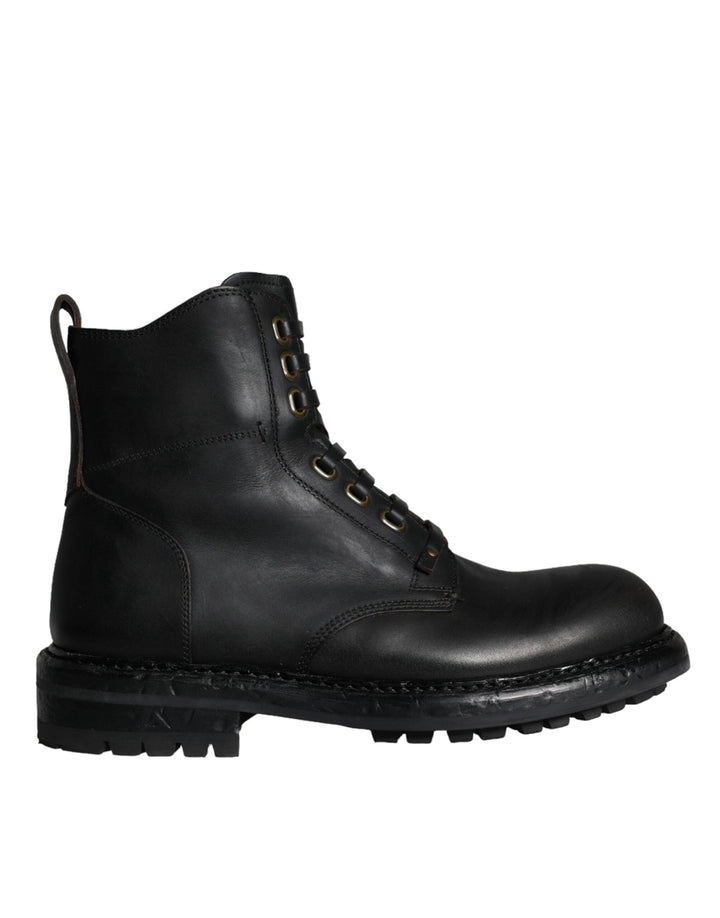 Bottes mi-mollet à lacets noires Dolce & Gabbana pour hommes