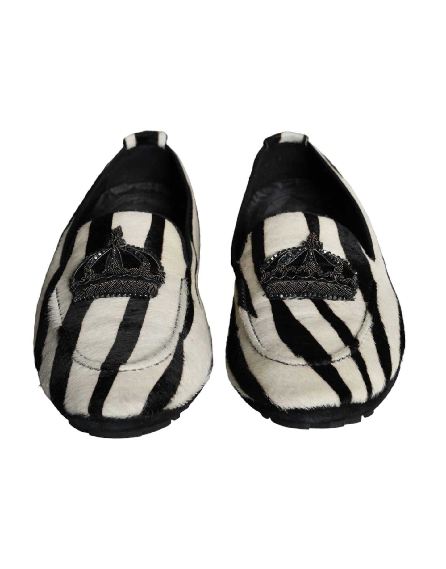 Mocasines sin cordones de piel de becerro blanca y negra para hombre Dolce & Gabbana
