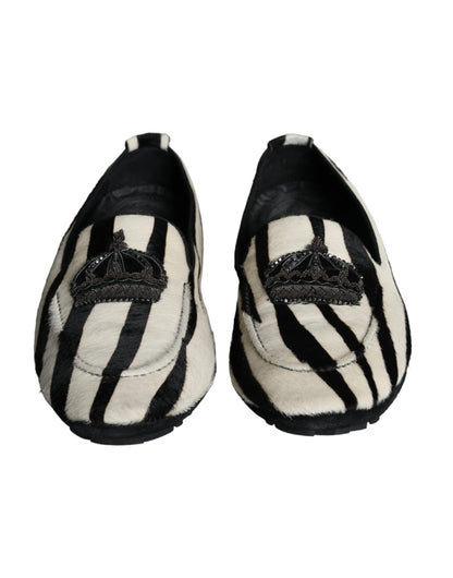 Mocasines sin cordones de piel de becerro blanca y negra para hombre Dolce & Gabbana