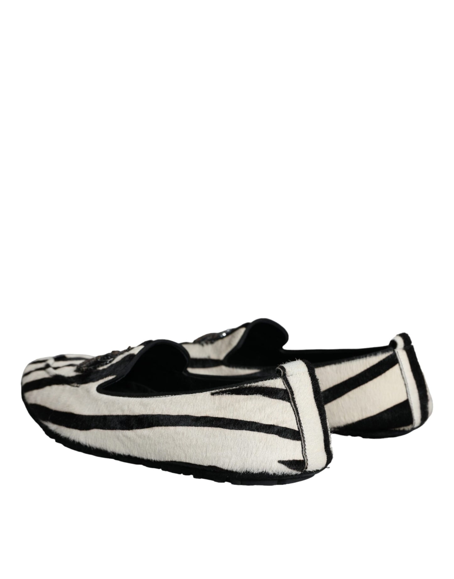 Mocasines sin cordones de piel de becerro blanca y negra para hombre Dolce & Gabbana