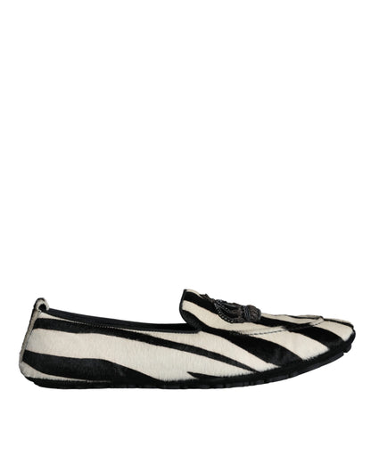 Mocasines sin cordones de piel de becerro blanca y negra para hombre Dolce & Gabbana