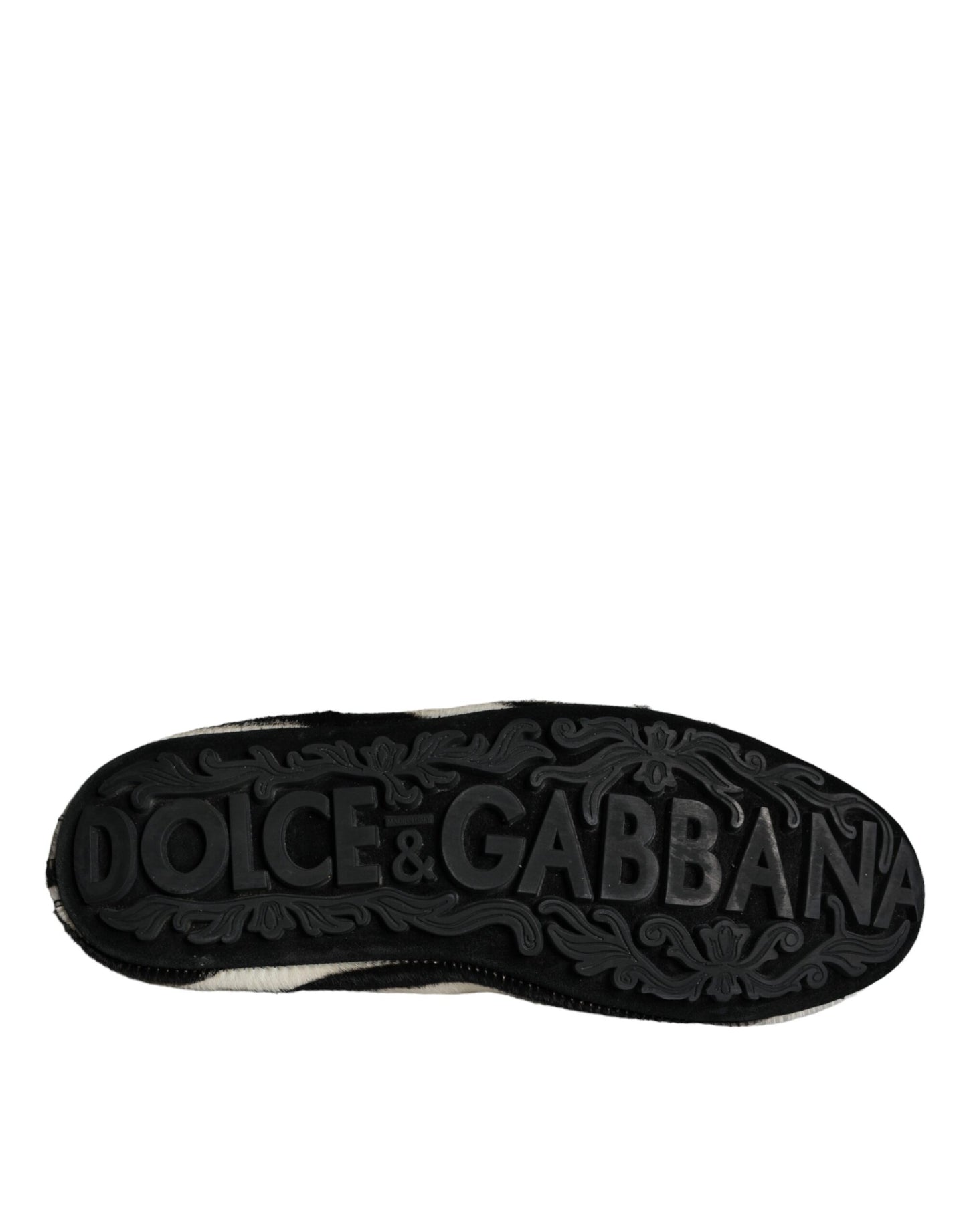 Mocasines sin cordones de piel de becerro blanca y negra para hombre Dolce & Gabbana
