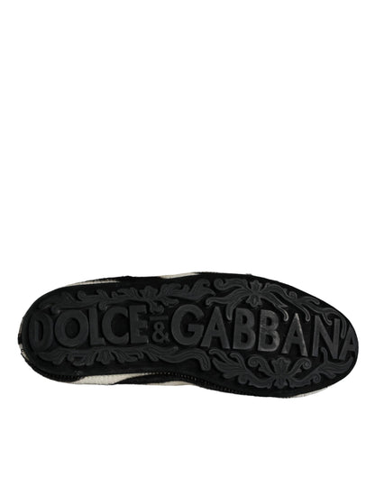 Mocasines sin cordones de piel de becerro blanca y negra para hombre Dolce & Gabbana