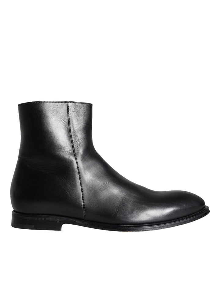 Dolce & Gabbana Bottines Homme en Cuir de Veau Noir Chaussures Homme