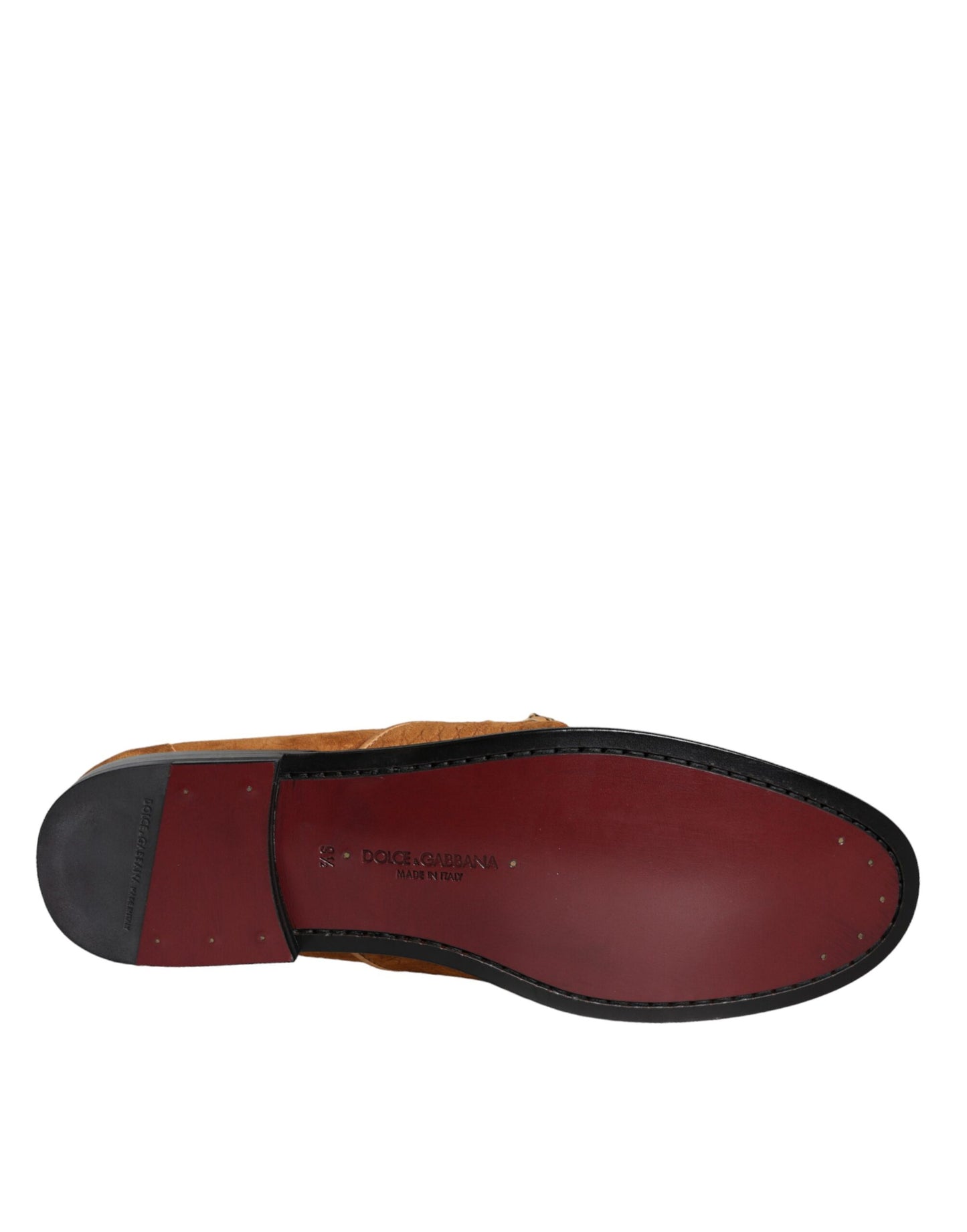 Chaussures mocassins Dolce & Gabbana en velours marron et cuir avec logo à enfiler