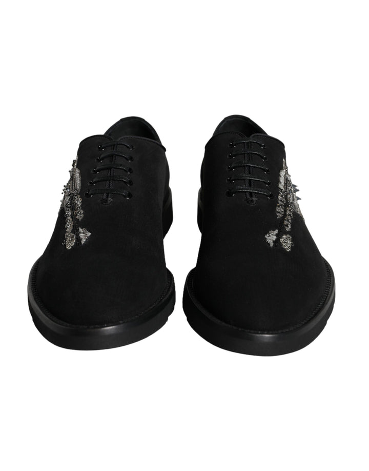 Zapatos formales Dolce & Gabbana Sicilia de ante negro con cordones