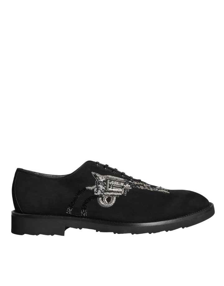 Zapatos formales Dolce & Gabbana Sicilia de ante negro con cordones
