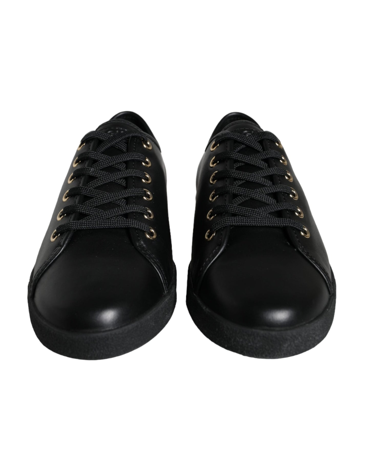 Dolce & Gabbana Baskets classiques en cuir noir et or