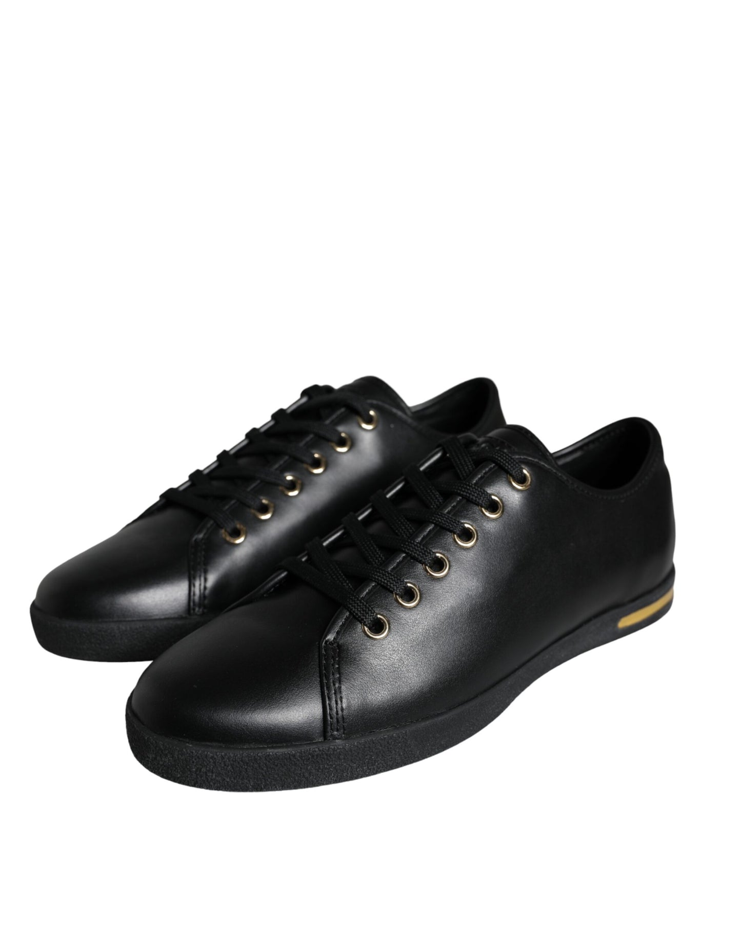 Dolce & Gabbana Baskets classiques en cuir noir et or